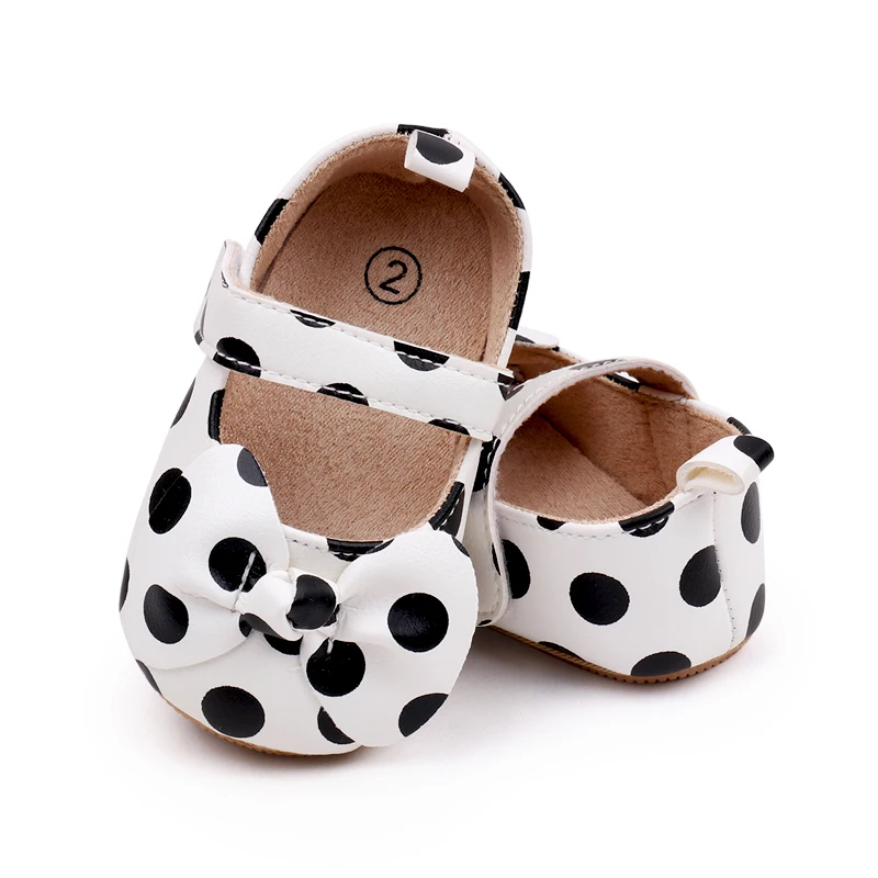Spring & Summer Color Matching Polka Dot Bow Soft Soled Non-slip Baby Shoes for Girls supplier