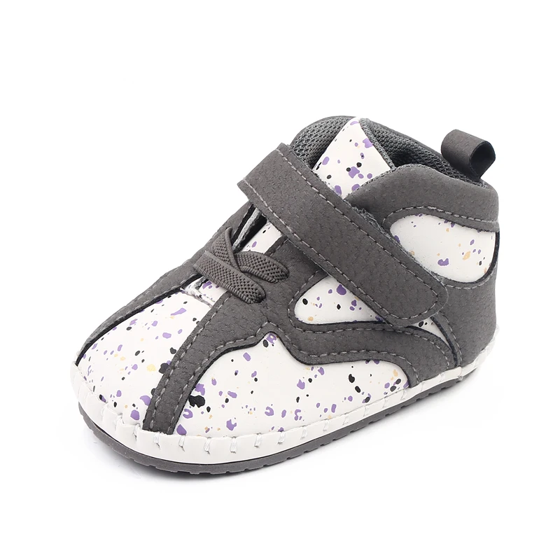 Colorful Little Graffiti Baby High-top Wear-resistant Soft-soled Non-slip Toddler Shoes factory