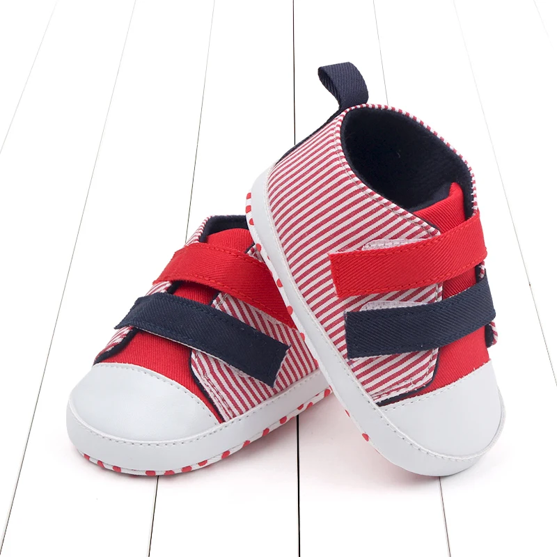 Spring& Autumn Color Matching Stripes Soft Bottom Canvas Shoes Baby Shoes for Girls and Boys details