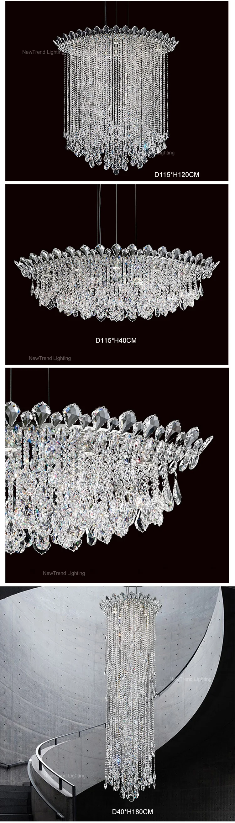 CPL-112 Modern Indoor Decoration Large Project Hotel Lobby Villa Staircase Luxury Crystal Chandelier supplier