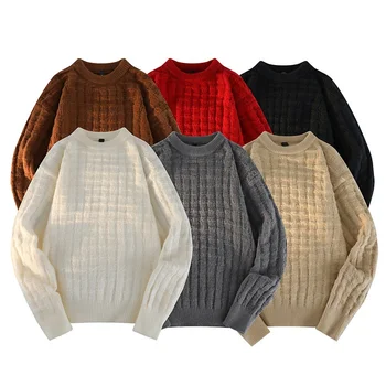 Men's Crewneck Sweater Soft Casual Sweaters for Men Classic Pullover Sweaters with Ribbing Edge
