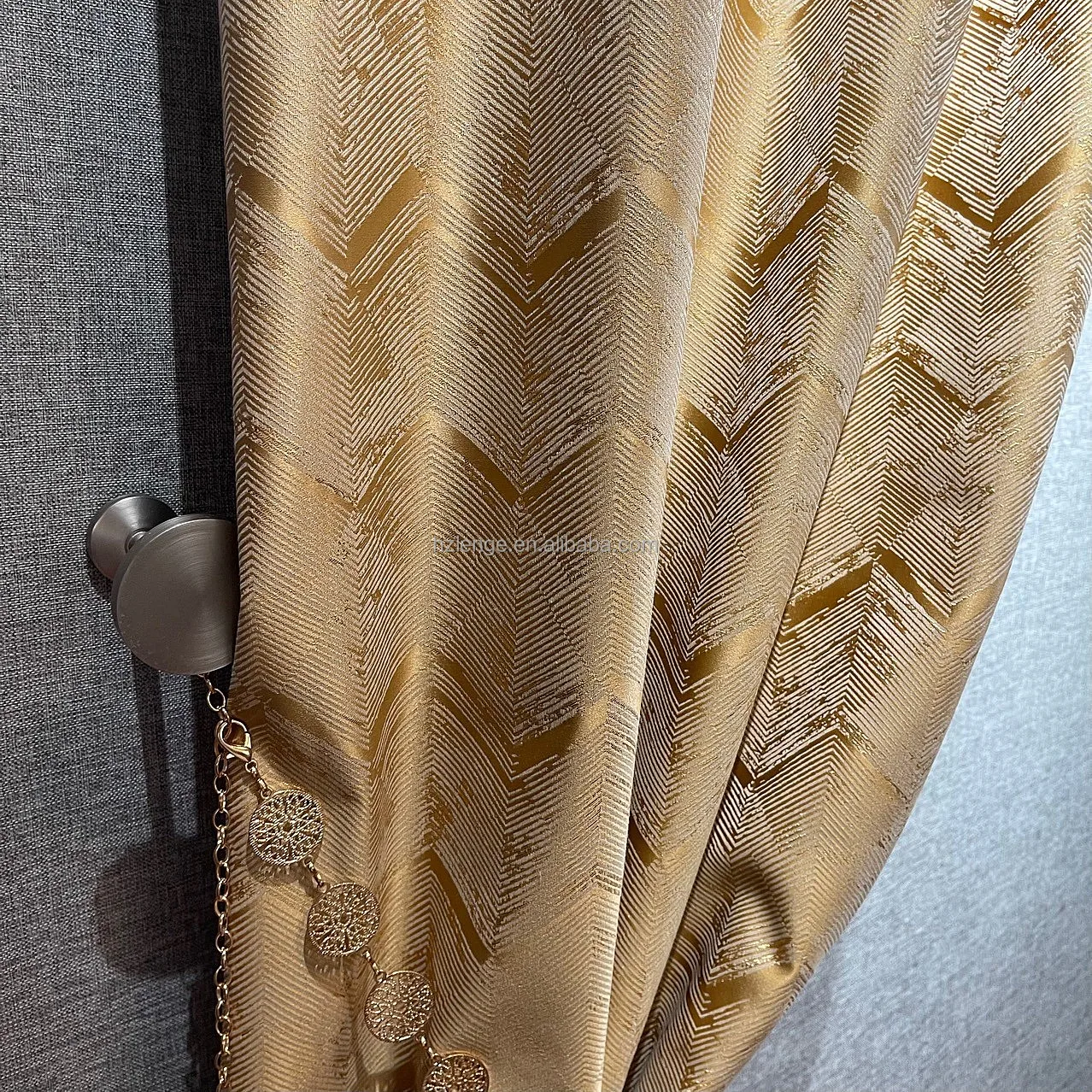 Luxury Striped Wave Texture D Design A Jacquard Blackout Curtain