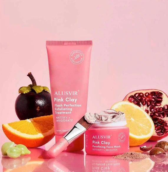 Cosmetics Private Label Custom Skincare Australian Face Pink Clay Exfoliating Treatment Scrub Mask Skin Care Set Products