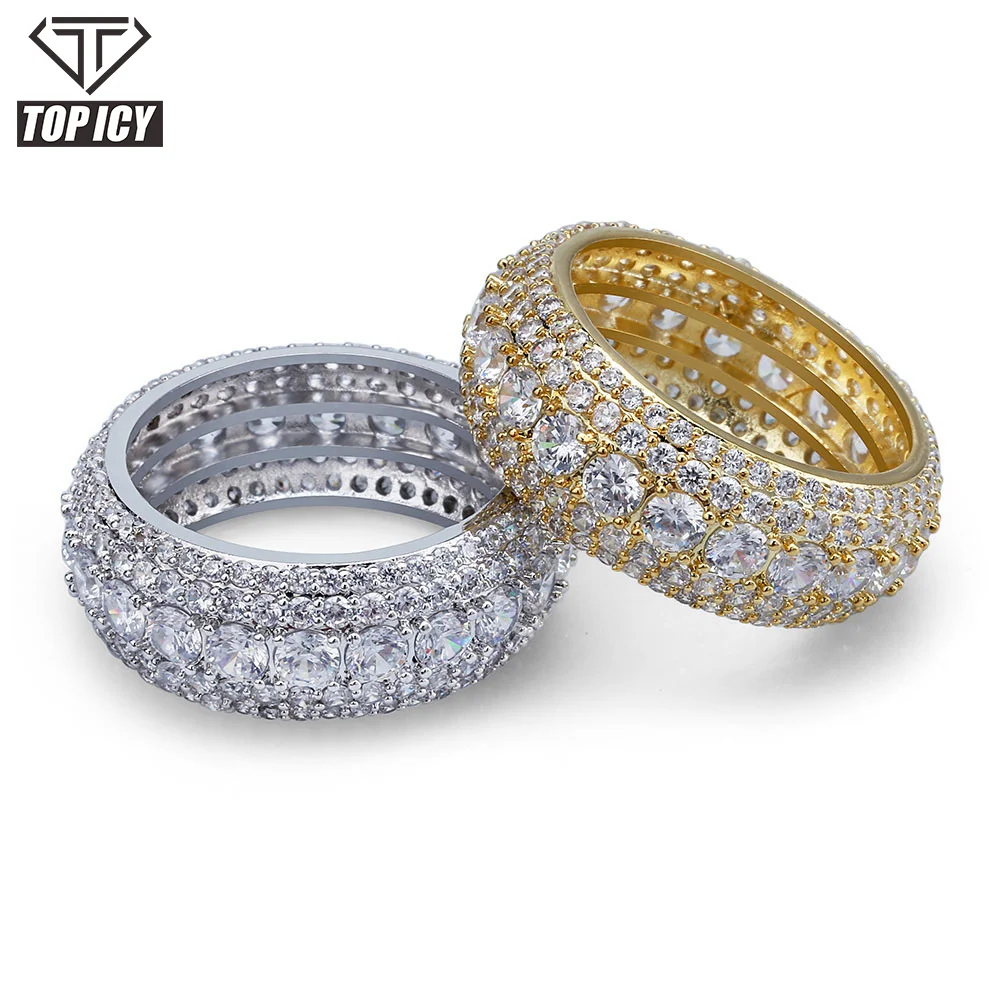 Iced out ring jewelry with full diamond simple design rings for men women