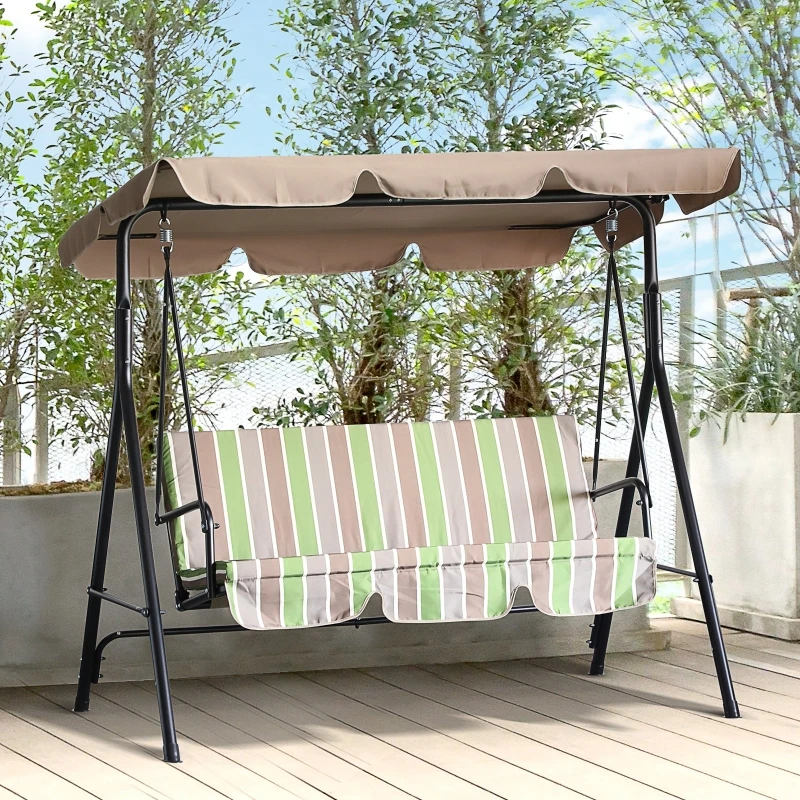 Outdoor Garden Porch Swing Lounge Chair 3 Person With Top Canopy For
