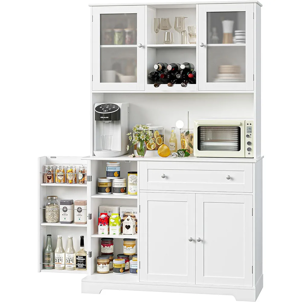 Kitchen China Modern Buffet Hutch Cabinets with Microwave Stand Food Pantry Cabinet with Doors and Shelves factory