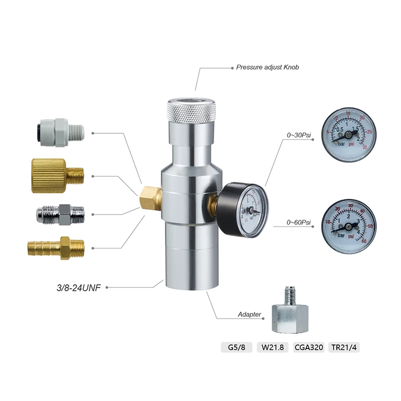 8 thread adapter gas ball lock quick disconnect for homebrewing beer keg charger co2 dispenser keg mini regulator 0 30 psi-1