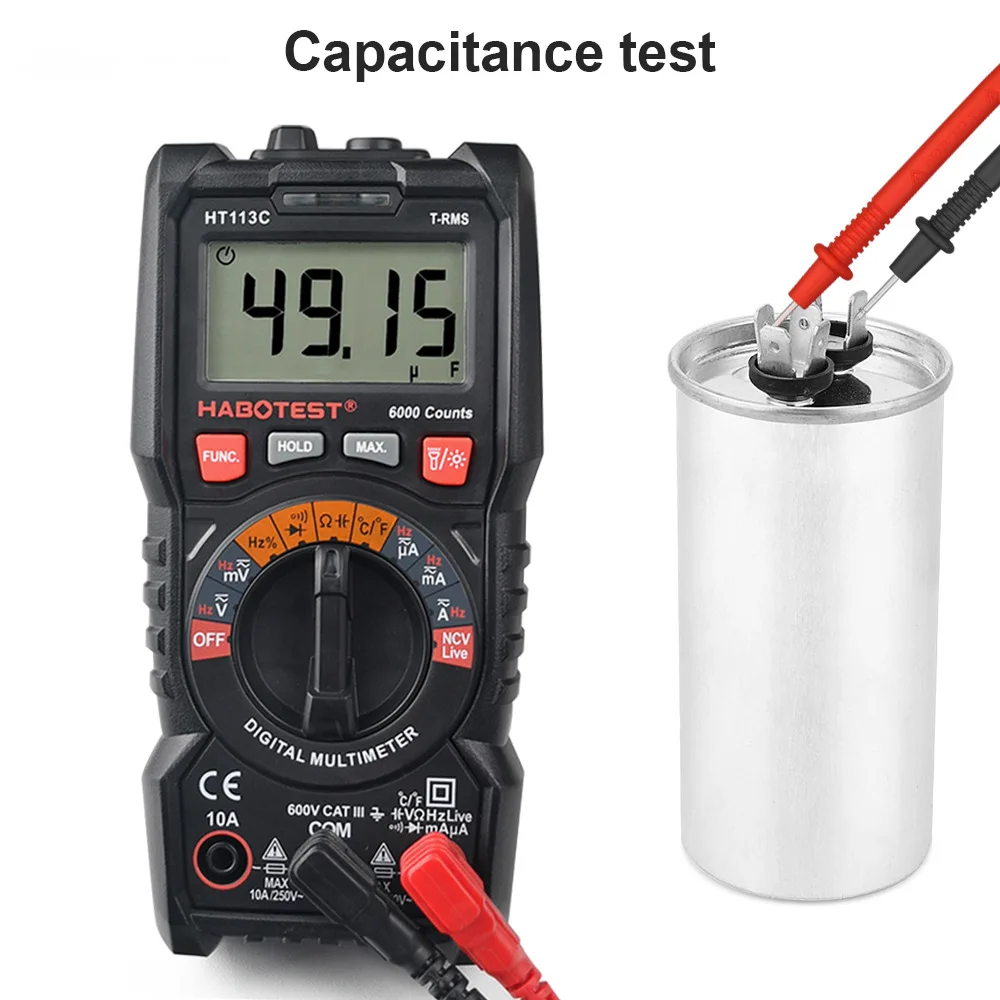Habotest HT113C Digital Multimeter with Safety Rating CAT III 600V ABS Material and Low Battery Indicator