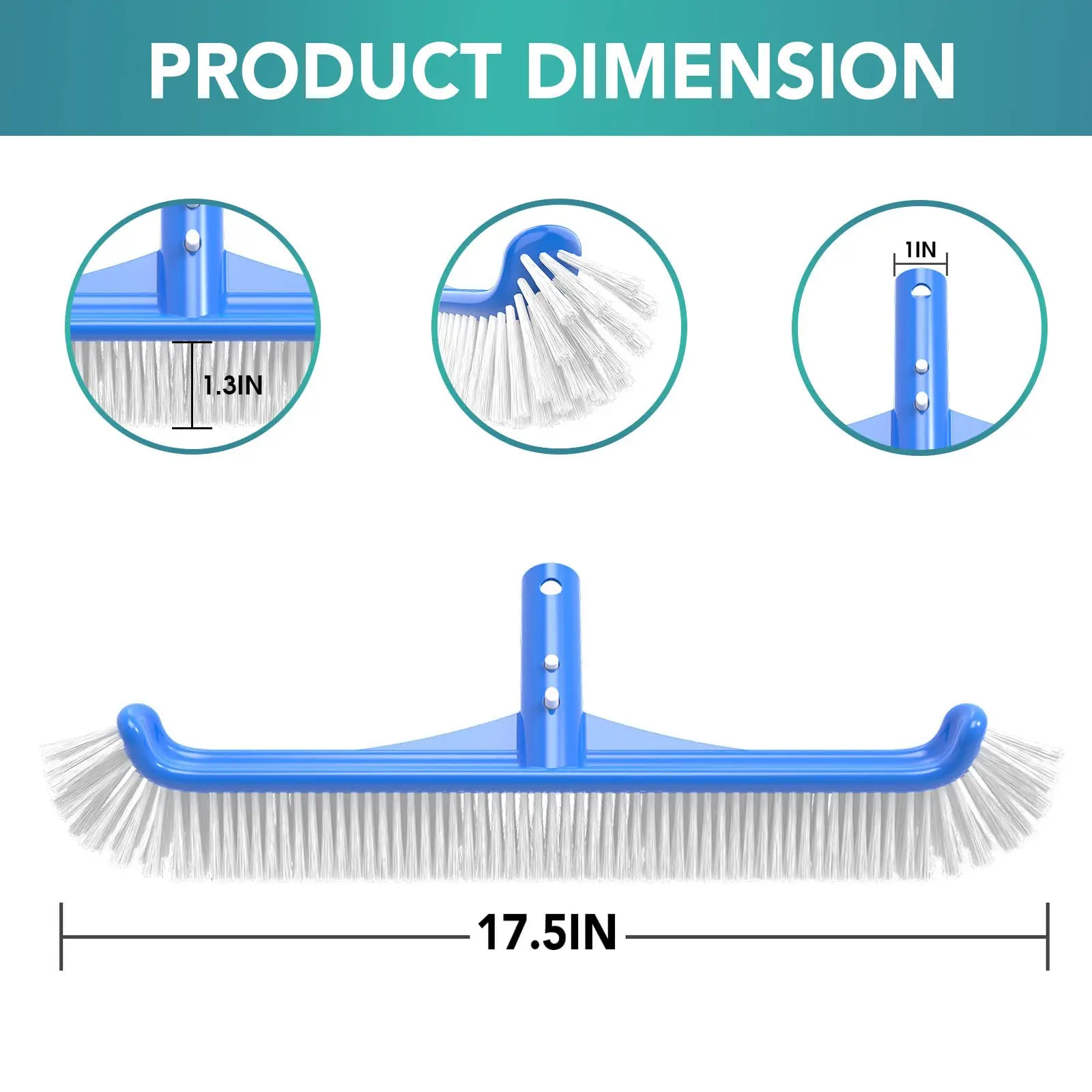 BN Pool Brush With Curved Brush and EZ Clip Handle, Pool Cleaning Bru