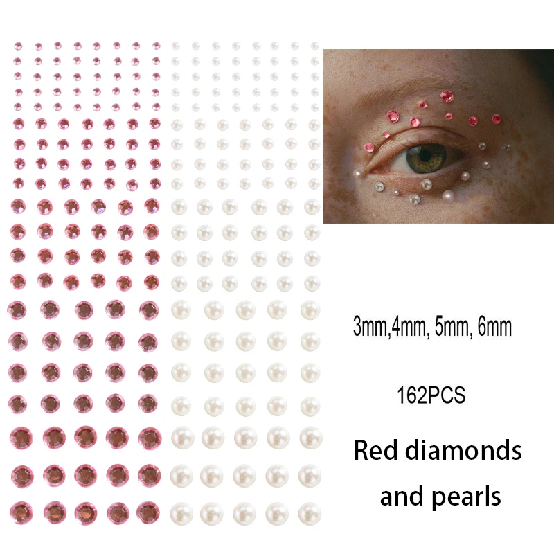 product hot 5d pearl crystal diamond resin stickers environmentally friendly gem for face nail decoration with jelly back-2