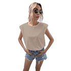 T-shirt Solid Shoulder Pads Solid Color Sleeveless T-shirt 2021 Hot Women