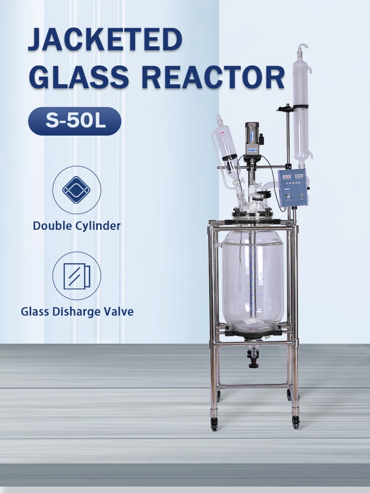 50L Chemical Mixing Reactor with 50 Liter Volume and Glass Material