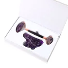 Jade Gua Sha Roller Purple Crystal Gemstone Face Gua Sha Massage Jade Amethyst Facial Roller