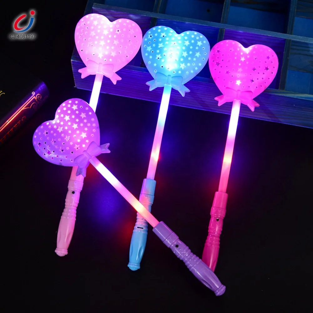 Chengji plastic light up christmas led flashing glow stick led colorful love heart five-pointed star party flashing light stick