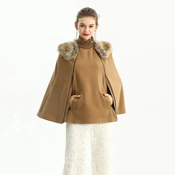 NC194 OEM&ODM women jackets and coats 2021 high quality elegant Faux fur collar women shawl coats