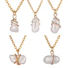 Necklaces Pearl Necklace 18K Gold Plated Trendy Necklaces Sterling Silver Natural Pearl Necklace