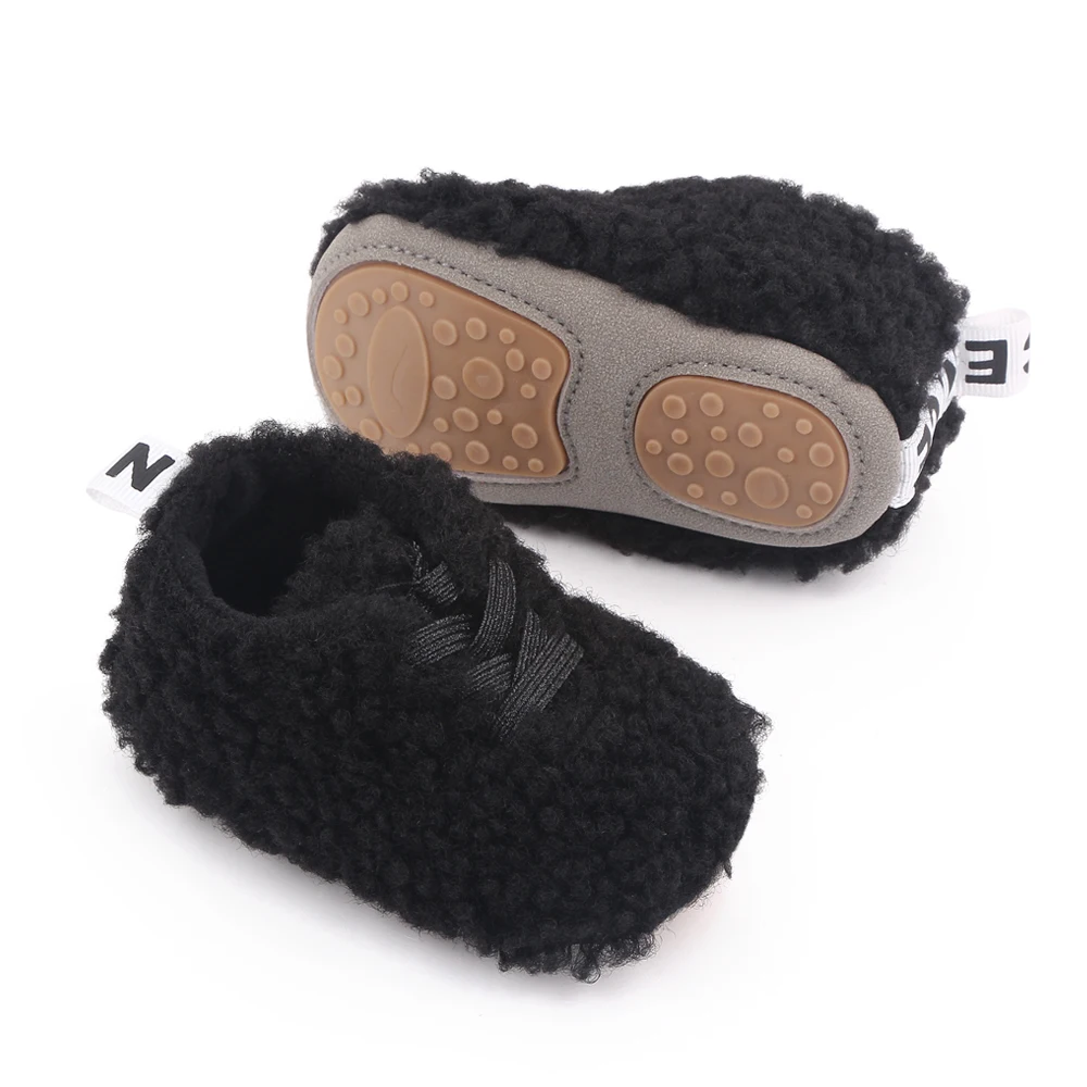 Autumn and Winter Solid Color Plush Elastic Set Feet Warm and Comfortable Baby Walking Cotton Shoes supplier