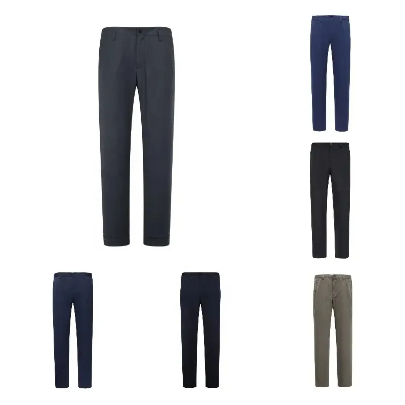 Solid Color Casual Suit Pants for Men's Summer High Waisted Straight Leg Trousers Slim Pleated Business Formal Dress Pants Man