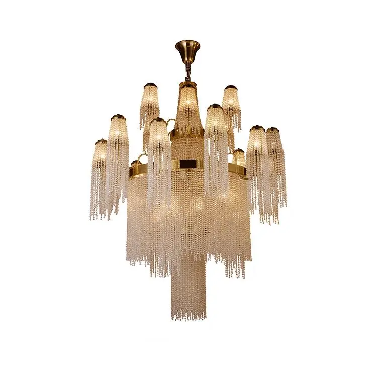 Industrial Design Lighting Pendant Large Project American Country Modern Gold Crystal Chandelier