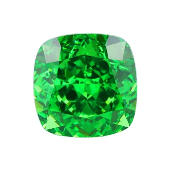 High carbon diamond 8A ice cut light green pillow shaped gemstone green diamond fat square artificial diamond cushion cut CZ