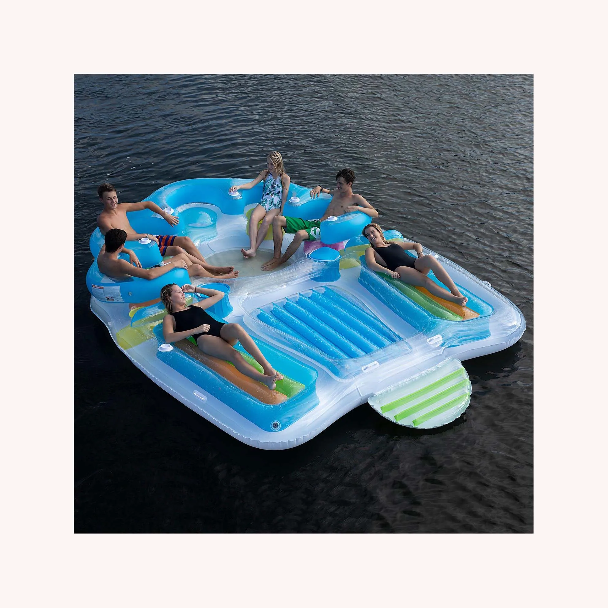 Надувной матрас Tropical Tahiti giant 6 person Inflatable Raft Pool Lake Ocean Floating Island