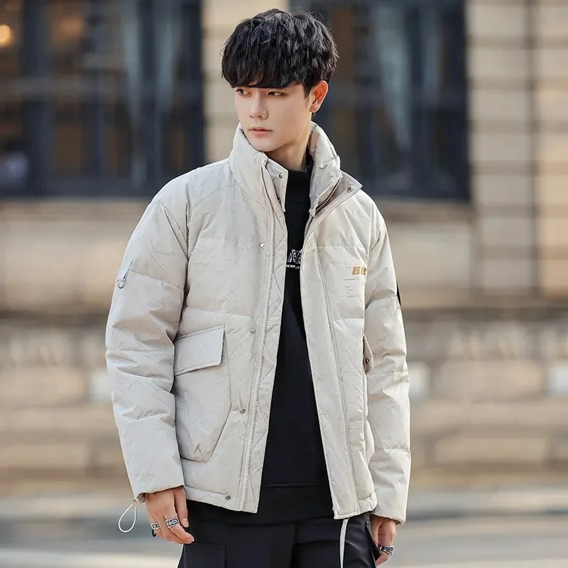 Men's Hooded Winter Coat Warm Puffer Jacket Thicken Cotton Coat with Removable Hood