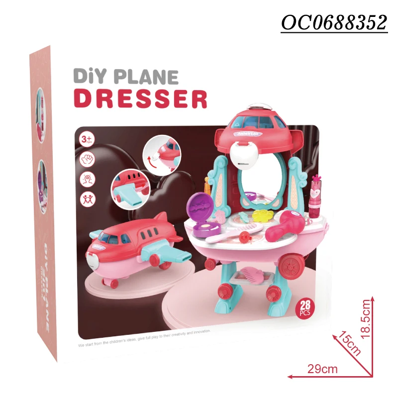 Dresser makeup table child kid's make up game toy play set for girls with 28pcs accessories