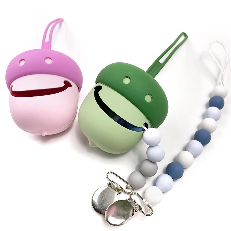 New Design Baby  Pacifier Case Container  BPA Free Soft Toddler Infant Silicone Pacifier Clip Holder