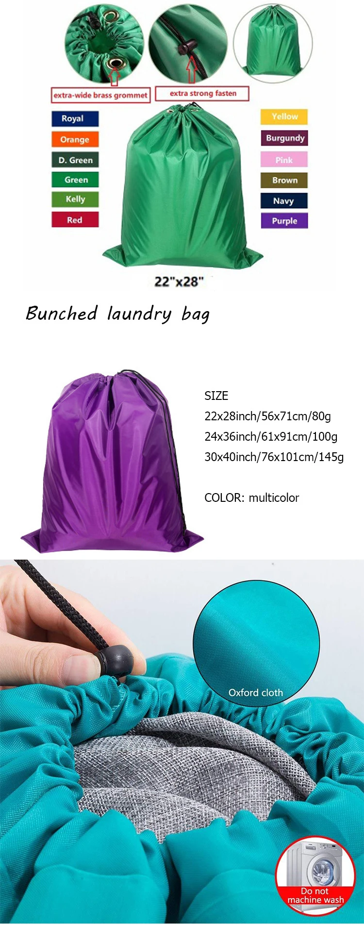 Wholesale Large Capacity folding nylon Storage laundry bags Nylon Drawstring Laundry Wash Bag