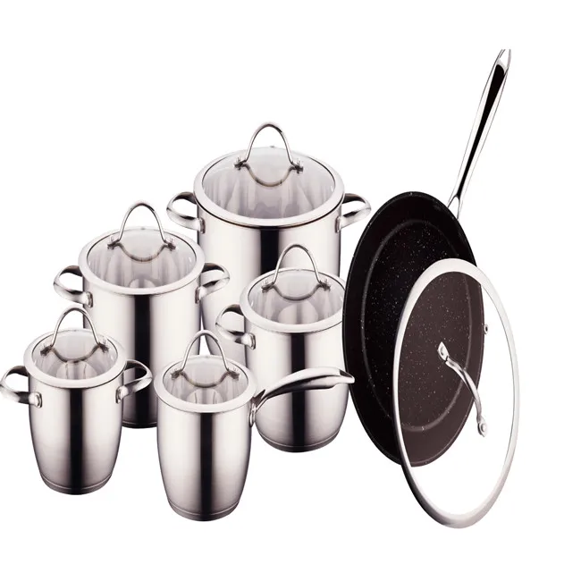 <strong>set</strong> stainless steel capsuled bottom cookware kitchen set pans