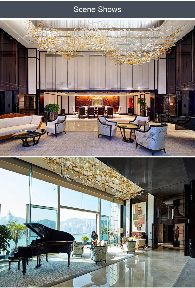 CPL-63 Custom Indoor Decoration Hotel Lobby Banquet Hall Large Glass Led Chandelier Pendant Light supplier