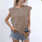 T-shirt Solid Shoulder Pads Solid Color Sleeveless T-shirt 2021 Hot Women