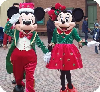 Custom Christmas mickey and minnie character mascot costume red for adult