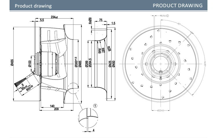 Centrifugal Fan, R4D450-AK01-01, 450mm, 400VAC, 1380RPM - detail 6