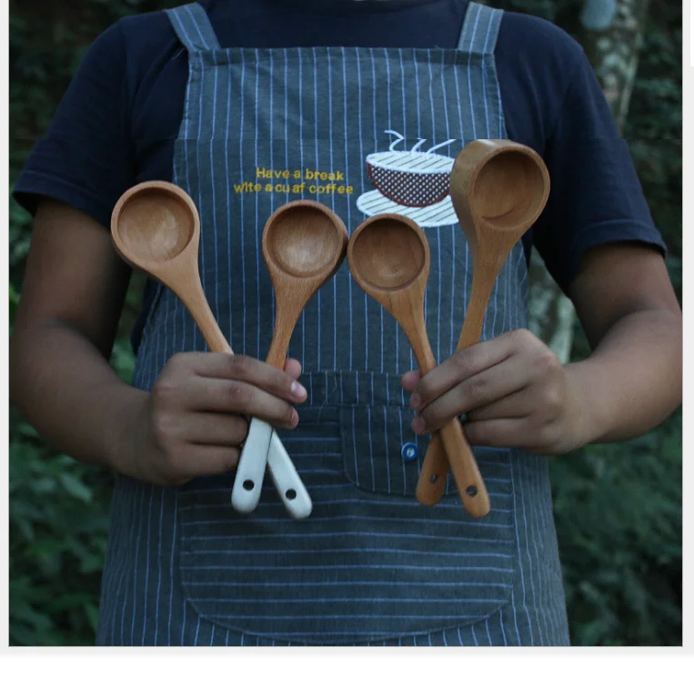 Wooden coffee measuring spoon, Kitchen Beech Baking Measuring Cup set with long handle measuring spoon, milk powder spoon