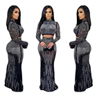 Sexy Skirt Set Prom Evening Dress Elegant Sexy Hot Diamond Skirt Women 2 Piece Set