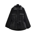 Waist Coat Lady New Fashion Design High Street Turndown Collar Tie Waist Lamb Wool Coat