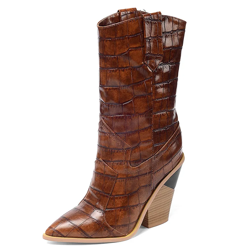 low wedge mid calf boots