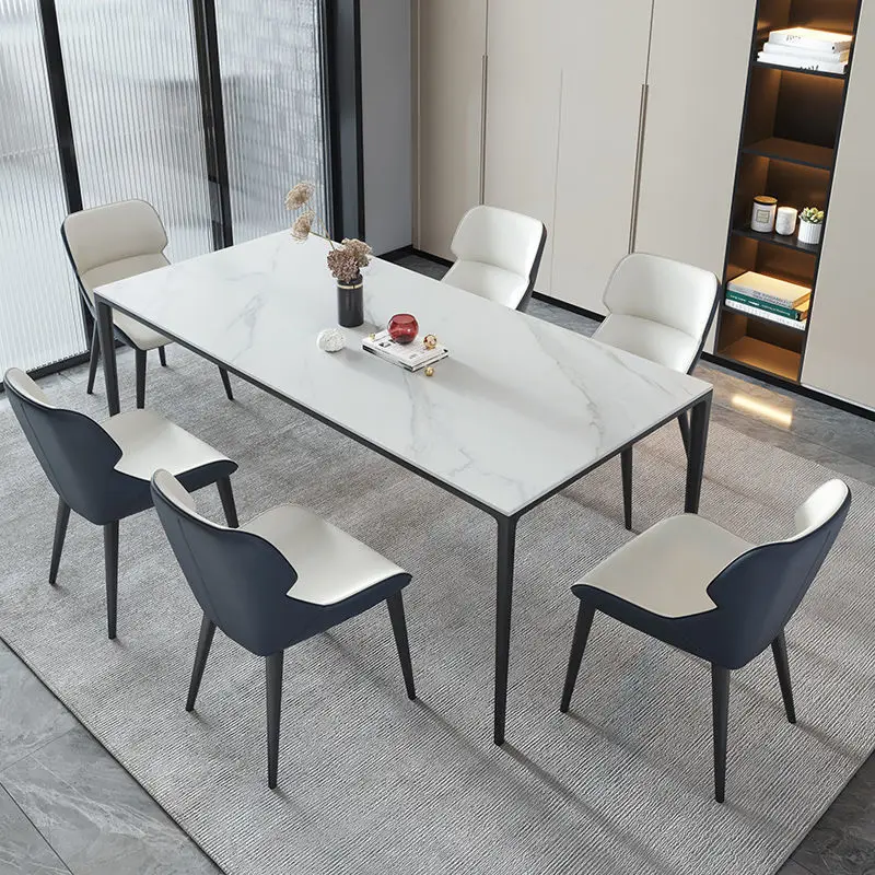 Home Furniture Luxury White 6 Seaters Modern Marble Dining Tables