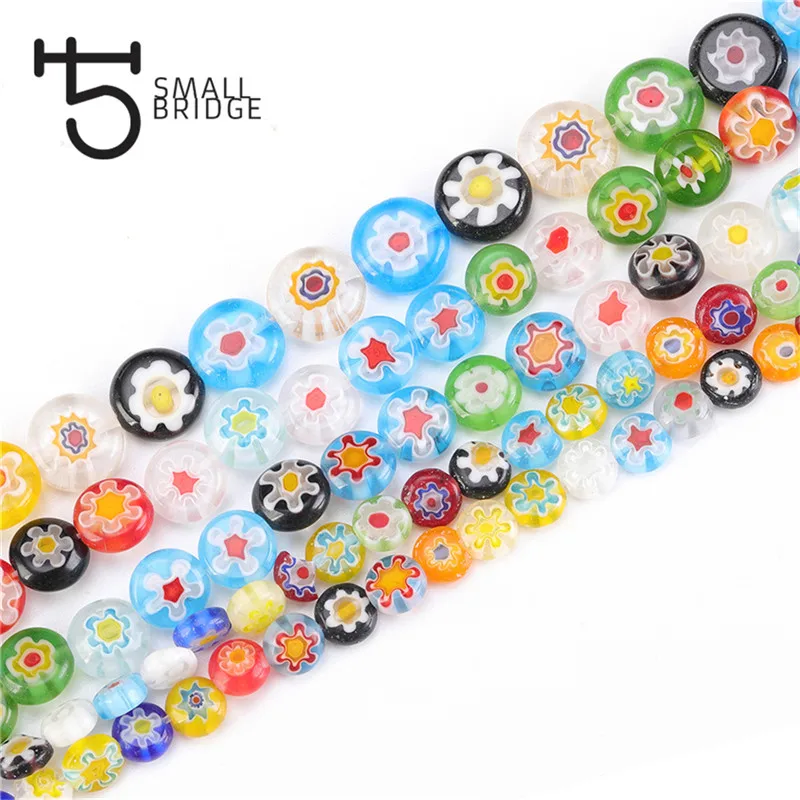 product wholesale 6 8 10mm murano lampwork flower beads for jewelry making diy crafts accessories multicolor round glass beads283-30