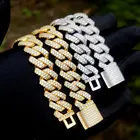 Hop Jewelry 13mm Hip Hop Mens Gold Cubic Zirconia Diamond Iced Jewelry Miami Cuban Bracelet