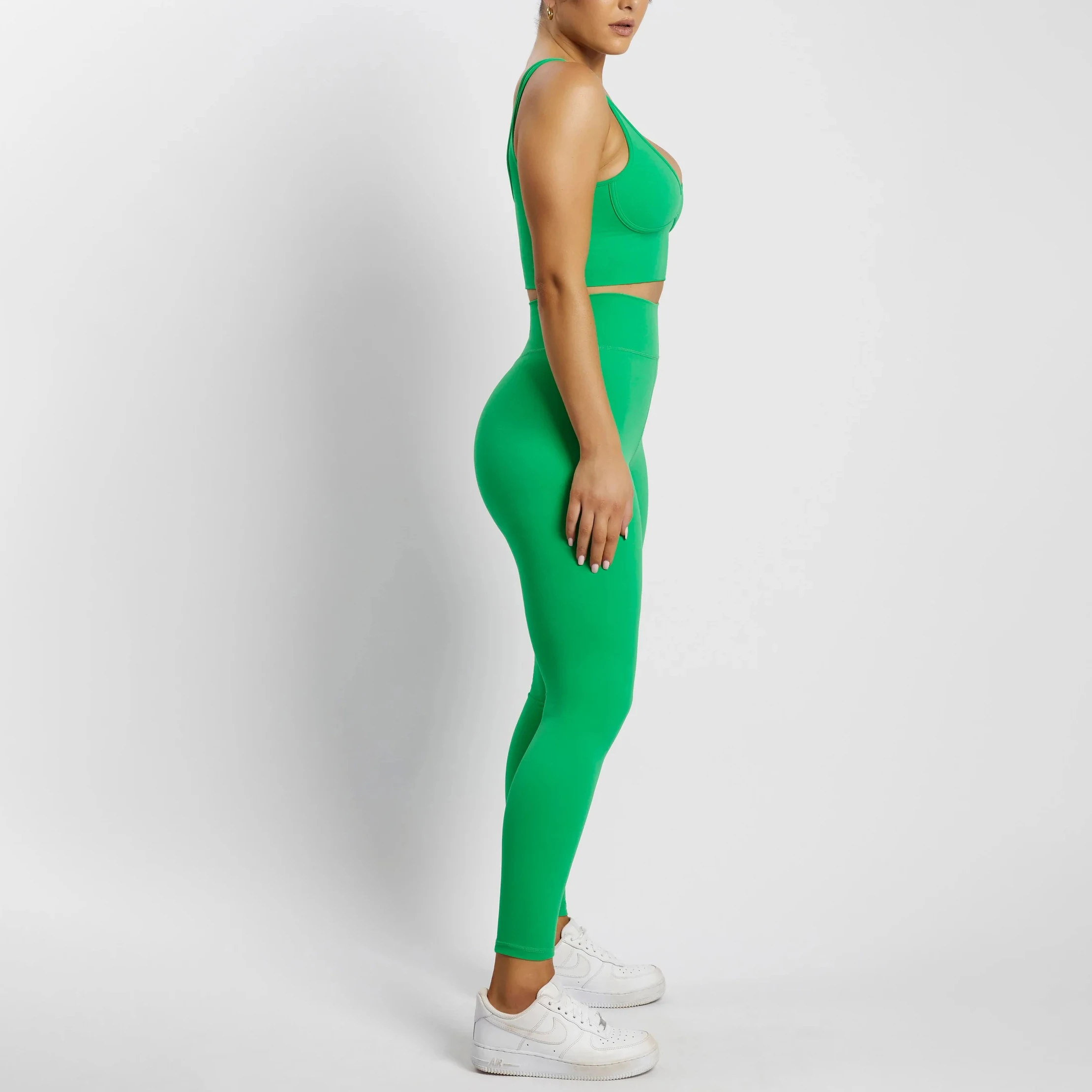 ECBC OEM newest design V neck jogging running  workout bone green sport stretchy gym yoga bra for women