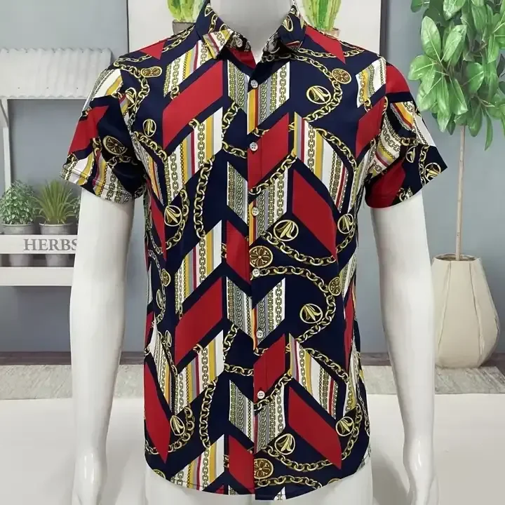 Wholesale high quality Aloha Digital Printed Hawaiian Shirts for men Fashion Beach Summer Shirts Short sleeve shirts for men