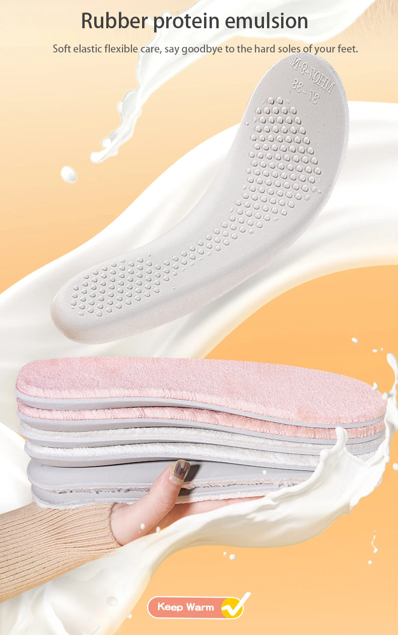 Latex Thermal Insoles for Women, Velvet Looped Winter Boots, Soft & Elastic Latex Thermal Insoles for Women, Velvet Looped Winter Boots, Soft & Elastic
