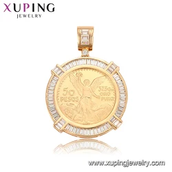 33066 xuping 18k gold plated crystal round pendant, special design gold jewelry coin pendants