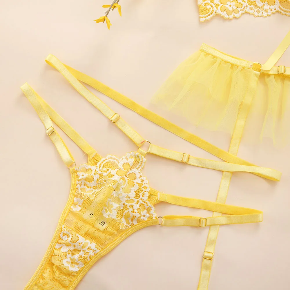 Gathering Lace Bra Set
