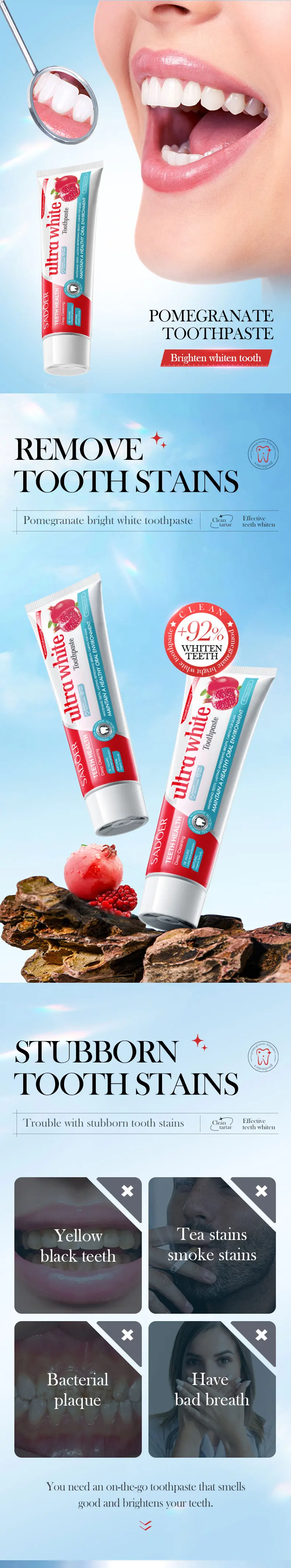 product sadoer rose salt toothpaste whitening tartar control plaque removal gum care-5