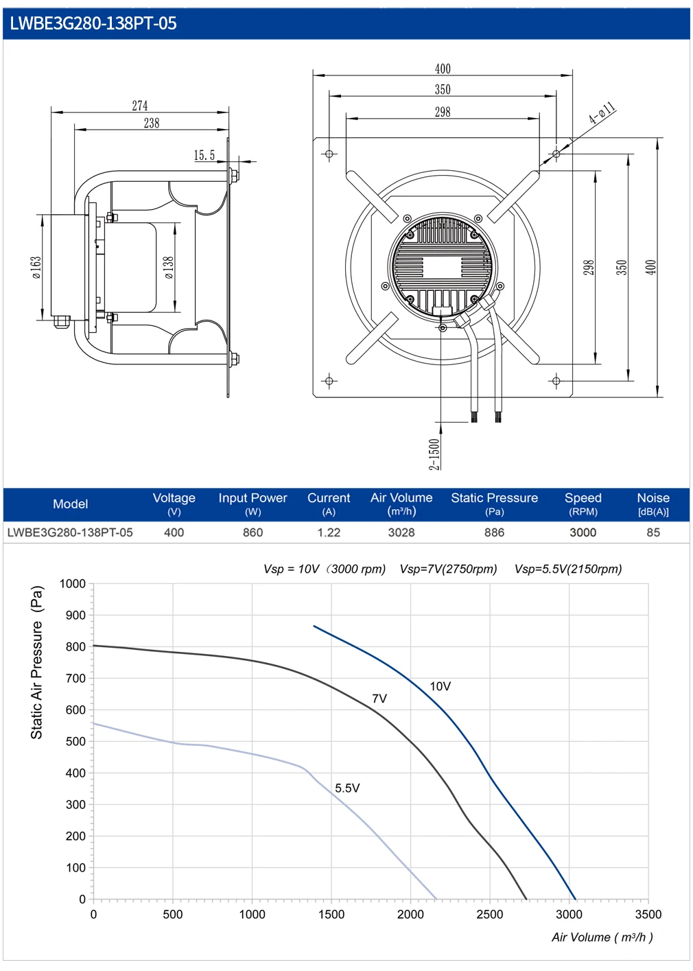 Plenum Fan, LONGWELL, 280mm, Centrifugal - detail 10