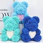 Rose Heart 40cm Rose Bear Heart Artificial Flower Rose Teddy Bear For Valentine's Birthday Christmas Gift