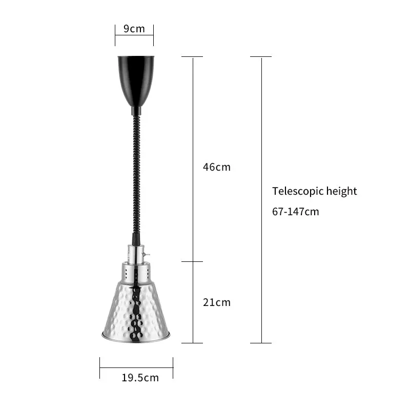 BW13 Stainless Steel Food Warm Pendant Light Telescopic Pendant Light Infrared Pendant Lamp Food Heating Ceiling Light